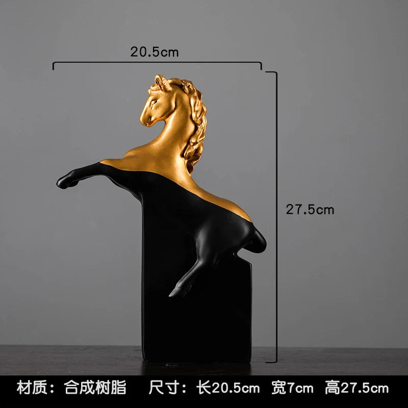 Afralia™ Golden Horse Abstract Sculpture: Elegant Running Horse Figurine for Home Decor