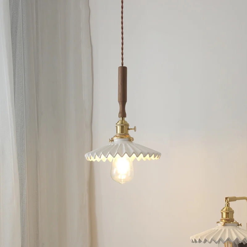 Afralia™ Copper Ceramic LED Pendant Light with Knob Switch - 4w Bulb & Lamparas Colgante
