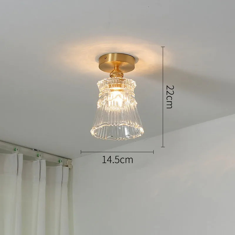 Afralia™ Glass Ceiling Lamp for Bedroom Porch Entryway Hallway Interior Decor
