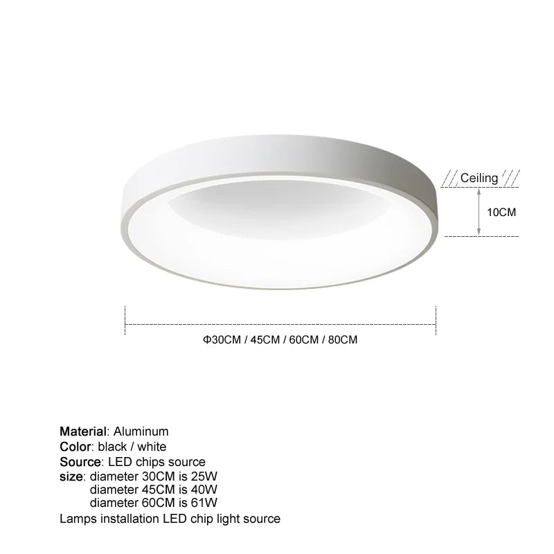 Afralia™ Circle LED Ceiling Light for Bedroom Living Room Chandelier Kitchen Study Lamp