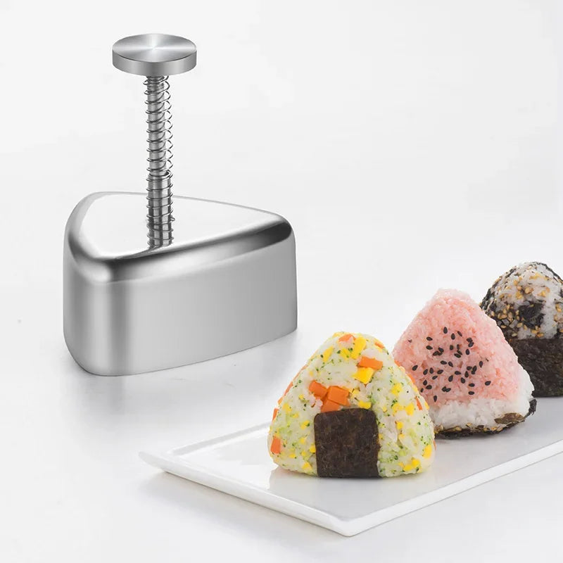 Afralia™ Stainless Steel Sushi Maker Press Mold Set Kitchen Gadget Triangle Heart-shaped Rice Ball