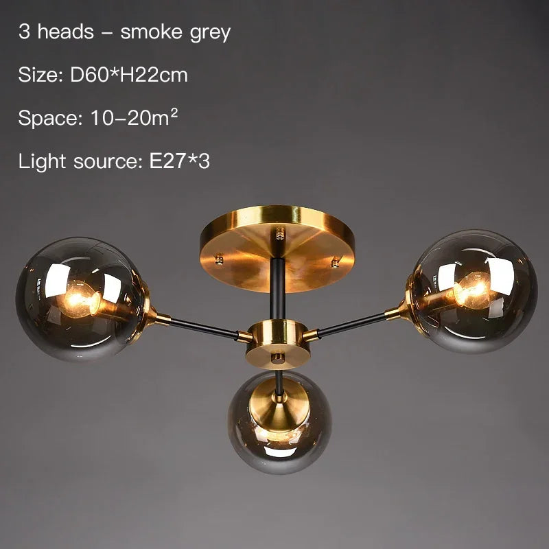 Afralia™ Glass Ball LED Chandelier Ceiling Light for Living Room & Bedroom