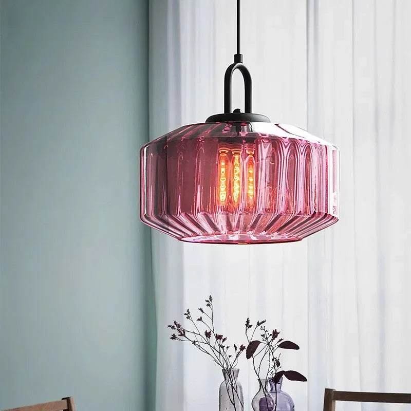 Afralia™ Color Glass Dining Chandelier: Retro LED Loft Pendant Light for Bedroom & Restaurant