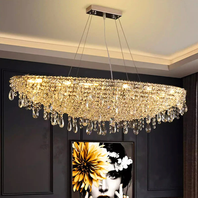 Afralia™ Luxury Crystal Chandelier: Elegant Living Room & Bedroom Pendant Light