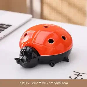 Afralia™ Seven Star Ladybug Ashtray: Cartoon Animal Ceramic Car Decor Gift