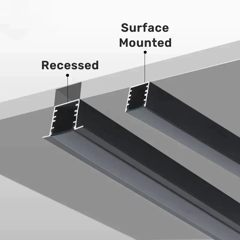 Afralia™ LED Aluminum Profile Recessed U/YW-Shape Hidden Channel Milky Cover Bar Strip Light