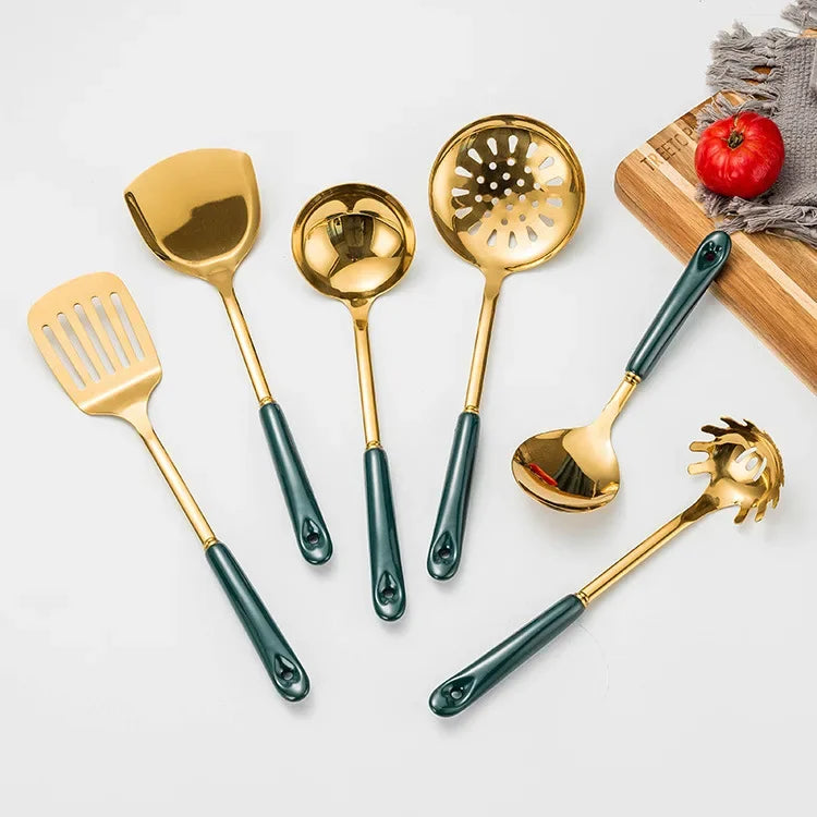 Afralia™ Stainless Steel Nordic Kitchenware Set Cooking Tools Utensils Spoon Cookware