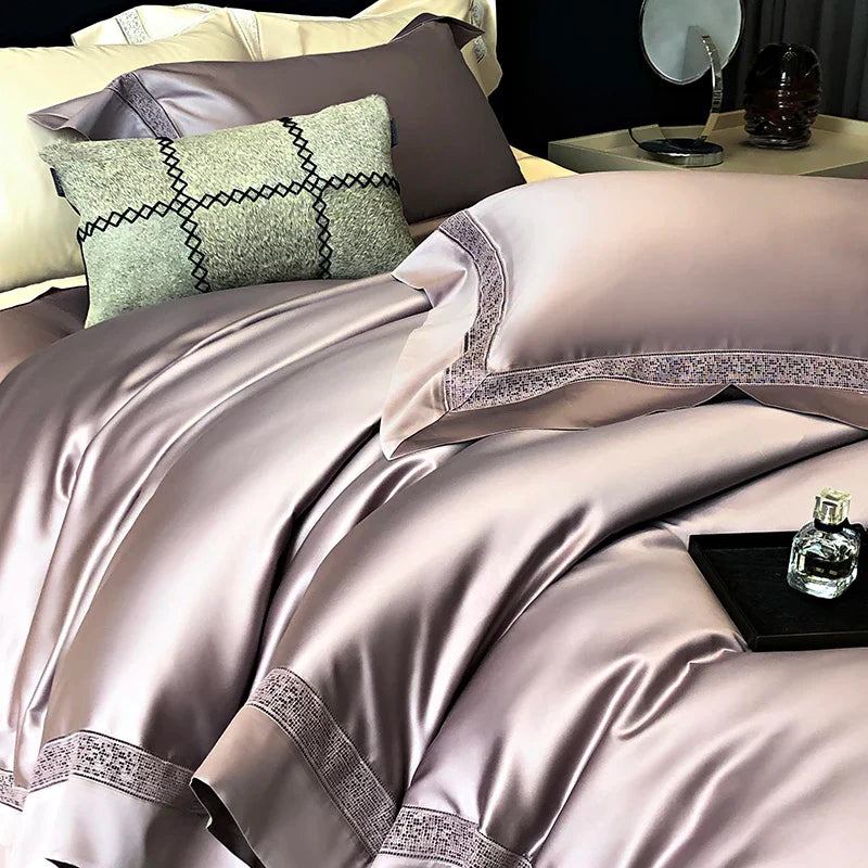 Afralia™ Silky 1500TC Egyptian Cotton Bedding Set with Wide Edge & Pillowcases