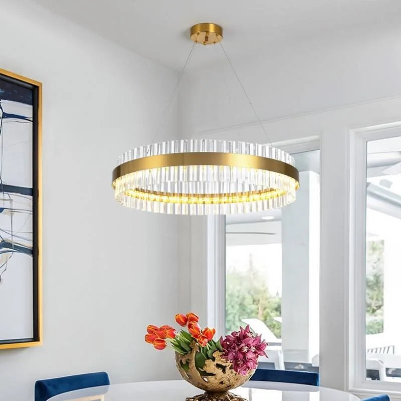 Afralia™ Gold Crystal Chandelier: Modern LED Luxury Lighting for Dining Living Bedroom