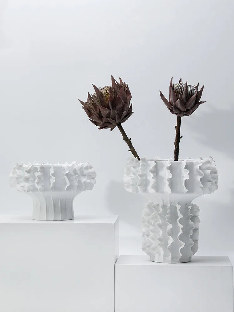 Afralia™ White Lace Ceramic Vase: Frosted Handicraft Ornament for Home Decoration