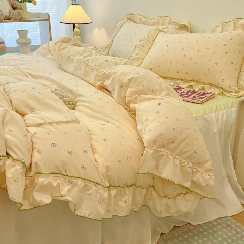 Afralia™ Floral Bed Skirt Set in Skin-Friendly Cotton for Comfy Sleep Quality