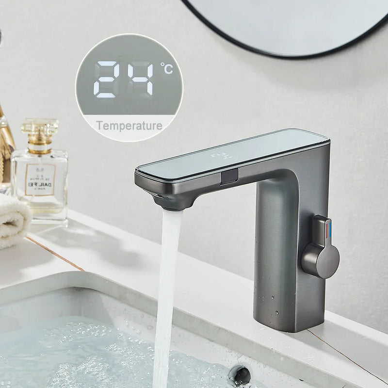 Afralia™ Touchless Digital Basin Mixer Faucet with Smart Sensor and LCD Display