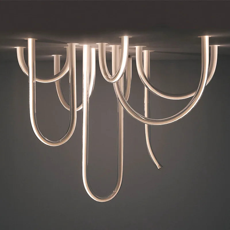 Afralia™ LED U Shape Chandelier Pendant Lamp Dimmable Ceiling Light