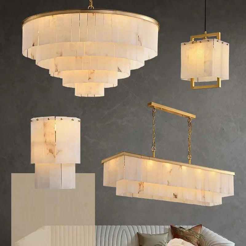 Afralia™ Spanish Marble Chandelier for Hotel Restaurant Lobby Custom Decoration Light