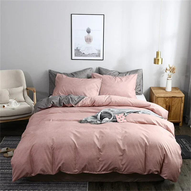Afralia™ King Size Duvet Cover Set - Soft Grain Polyester, Plain Design - Queen Bedding