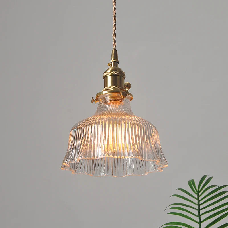 Afralia™ Clear Glass LED Pendant Lights with Copper Knob Switch for Dining Room