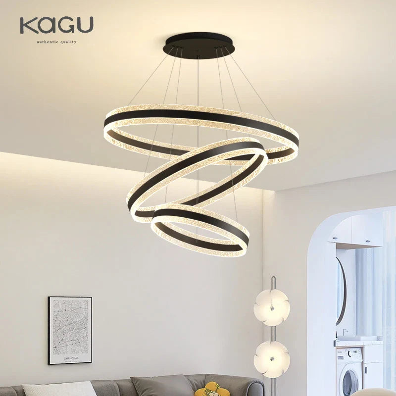 Afralia™ Circle Rings LED Chandelier for Living & Dining Room - Modern Acrylic Aluminum Lighting