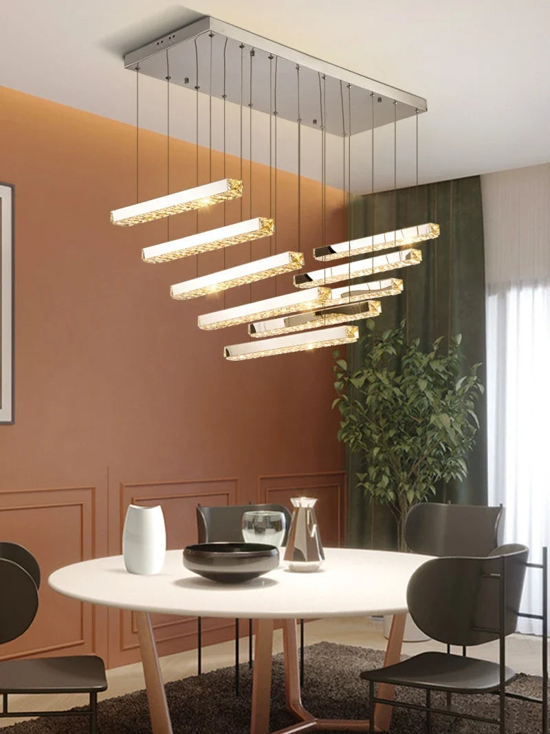 Afralia™ Luxury Crystal LED Pendant Light for Living Room Bar Chandelier