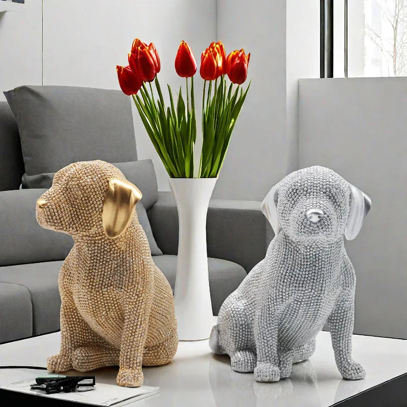 Afralia™ Labrador Resin Dog Statue for Bookshelf and Office Display