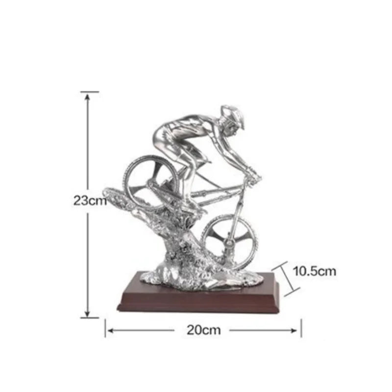 Afralia™ Mountain Bike Cyclist Sculpture: Realistic Resin Sportsman Figure for Home Decoration