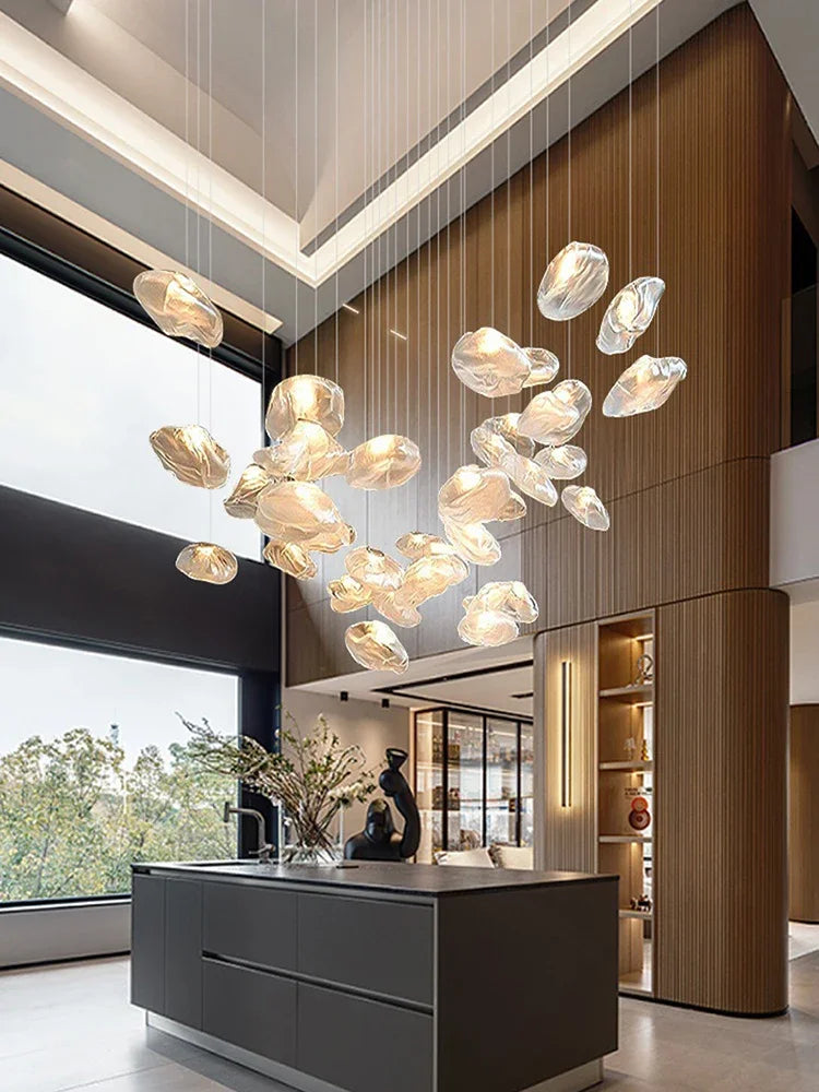 Afralia™ Pebble Glass LED Chandelier: Modern Luxury Loft Pendant Light for Stylish Living Room