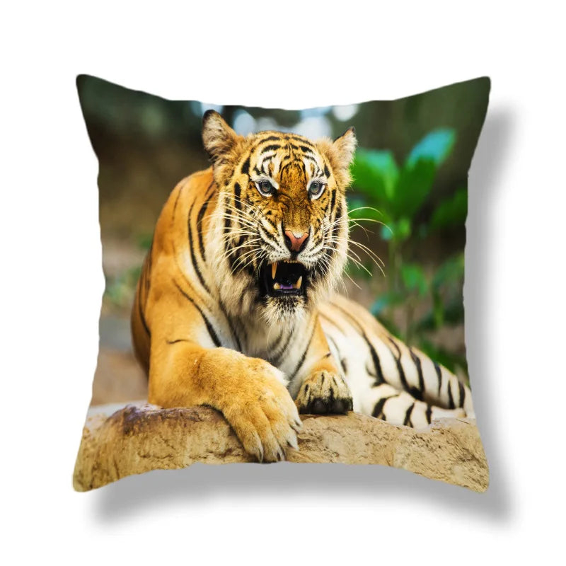 Afralia™ Brave Tiger Pattern Print Pillowcase, Super Peach Skin Cushion Cover