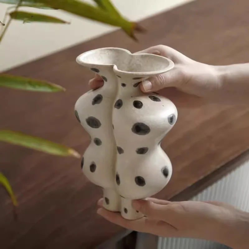 Afralia™ Hand-painted Ceramic Retro Porcelain Vase Flower Pot Home Decoration