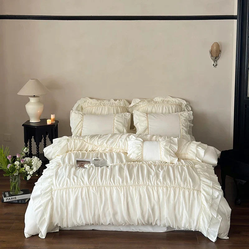 Afralia™ Romantic French Lace Princess Bedding Set - Duvet Cover, Bed Sheet, Pillowcases