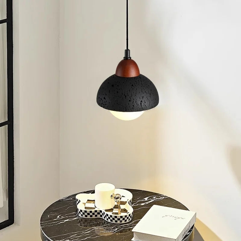 Afralia™ Black Travertine Pendant Light: Nordic Modern LED Hanging Lamp for Living Room & Bedroom