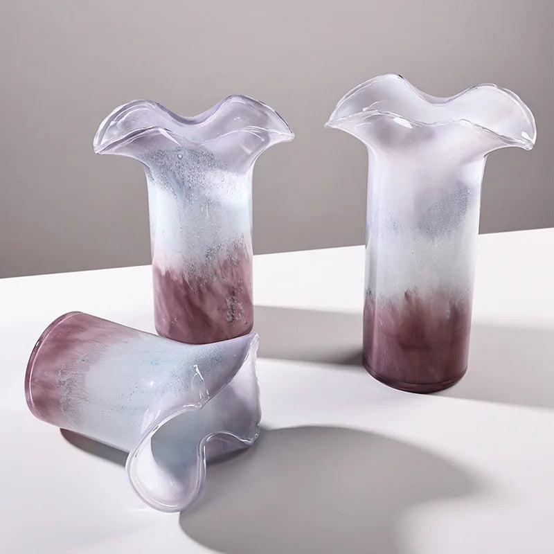 Afralia™ Purple Wave Edge Vase: Gradient Flower Arrangement Home Decor