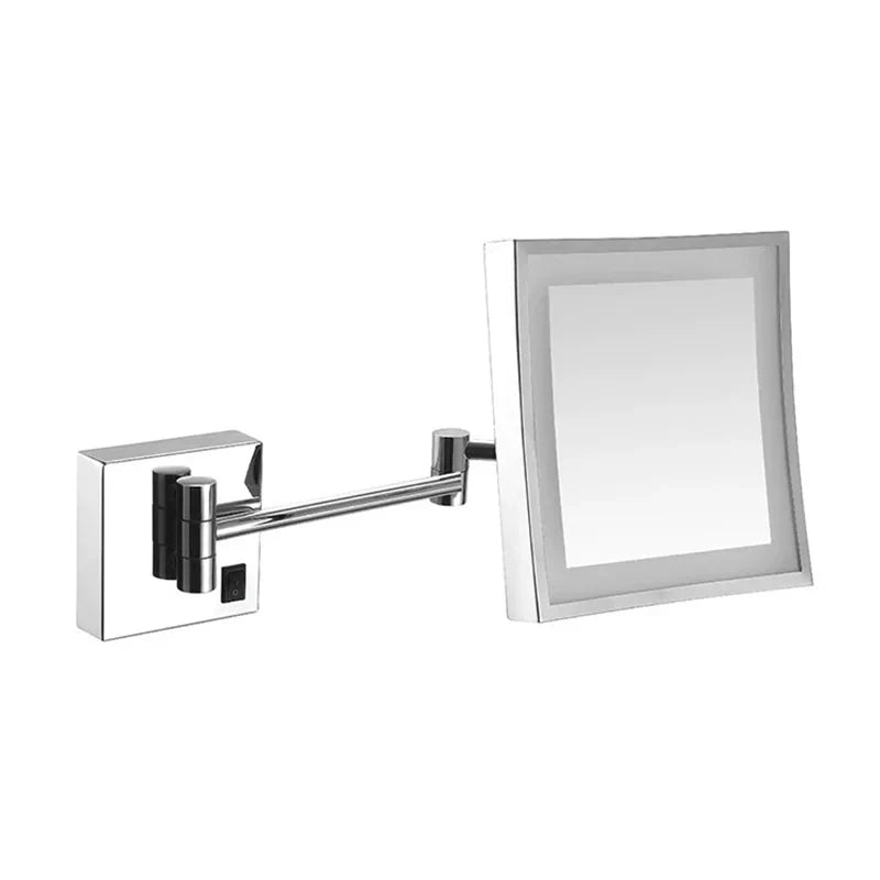 Afralia™ 8 inch Brass LED Magnifying Wall Mirror for Makeup and Dressing, 3X Magnification