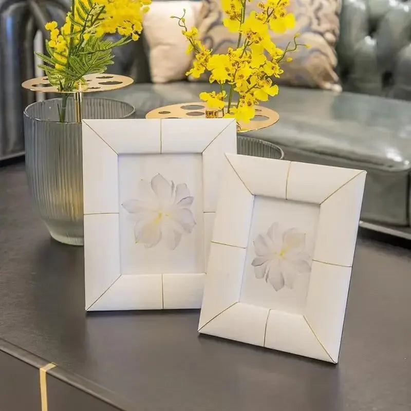 Afralia™ Hand-woven Leather Wedding Photo Gift Frame - Modern Home Decoration