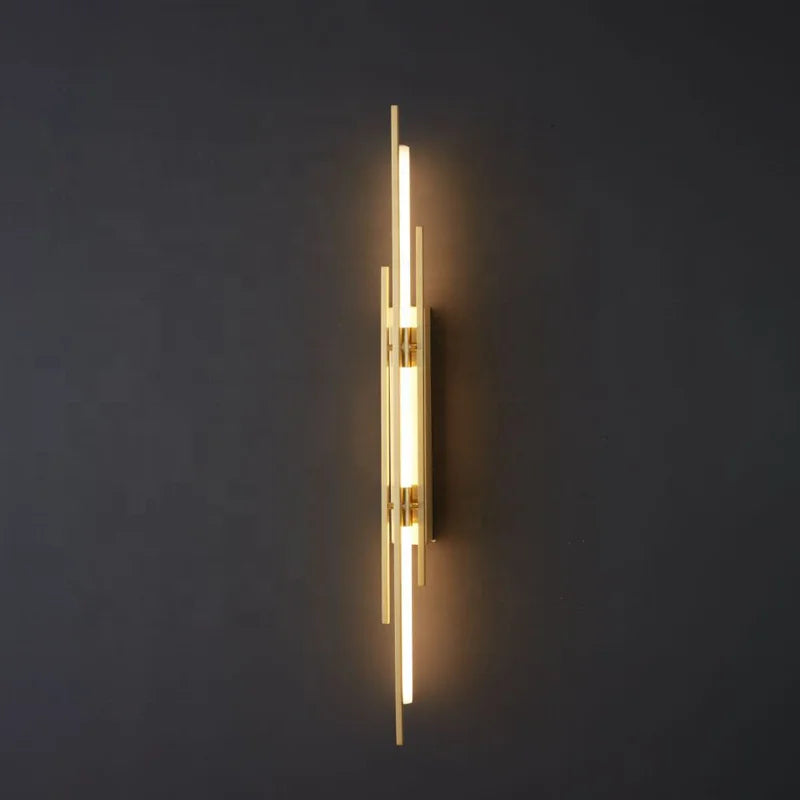 Afralia™ Minimalist LED Wall Sconce Light - Brass Gold Black Long Strip Wall Lamp