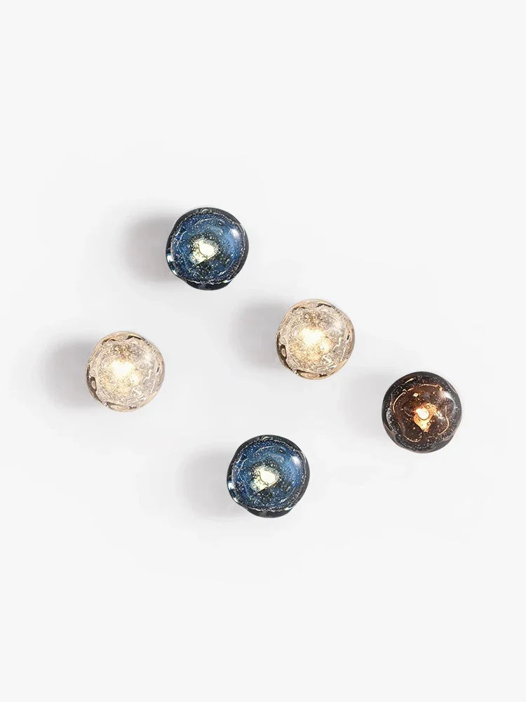 Afralia™ Blue Crystal Glass Wall Lamp Luxury Light Fixture Bedside Aisle Glass Lamp