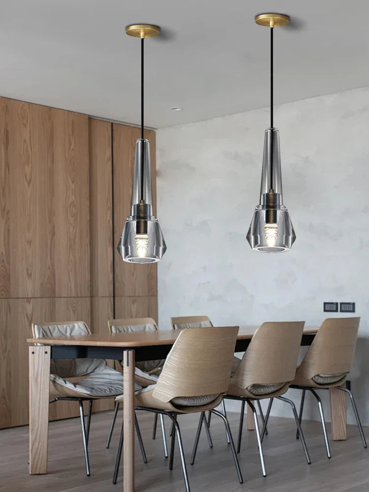 Afralia™ Luxury Copper Crystal Pendant Lights for Home Kitchen Bar Decoration