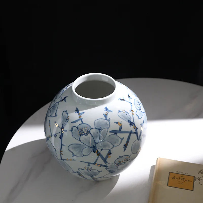 Afralia™ Blue and White Porcelain Ceramic Vase for Stylish Home Decor