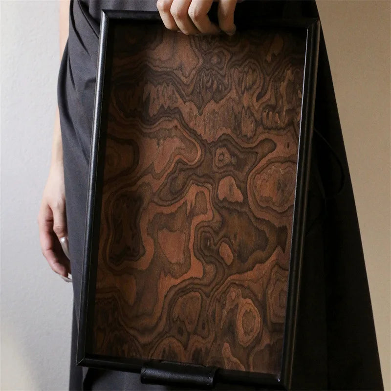 Afralia™ Wooden Tray Volcano Pattern Vintage Style Aromatherapy Jewelry Tray