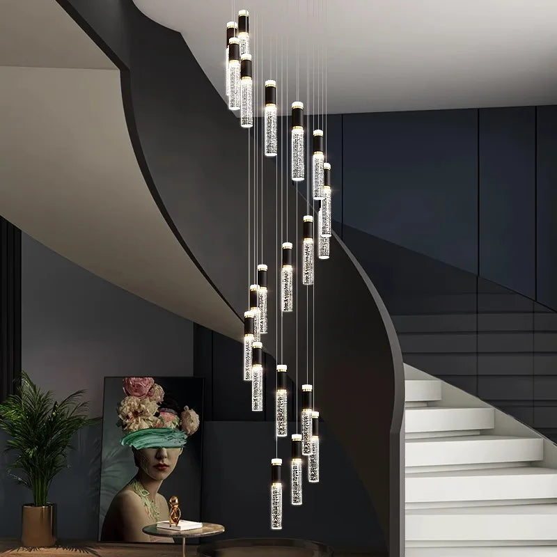 Afralia™ Crystal Chandelier: Stylish Stair Pendant Lamp for Living Room & Interior Lighting