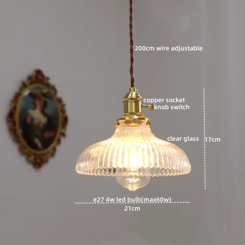 Afralia™ Copper Glass LED Pendant Light for Modern Home Decor