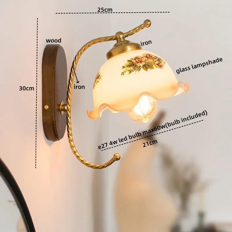 Afralia™ Iron Glass LED Wall Lights Modern Bedside Lamp 4w Bulb for Bathroom Bedroom Living Room
