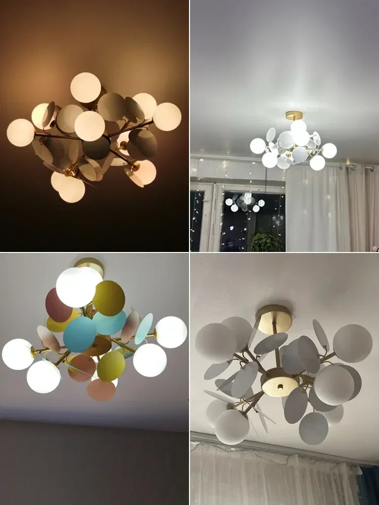Afralia™ Modern Colorful LED Chandelier for Living Dining Bedroom Villa Pendant Lighting