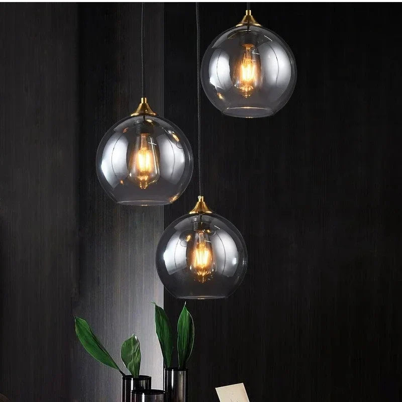 Afralia™ Nordic Glass Chandelier: Electroplated Golden Rose Silver Ball Hanging Lamp for Indoor Lighting