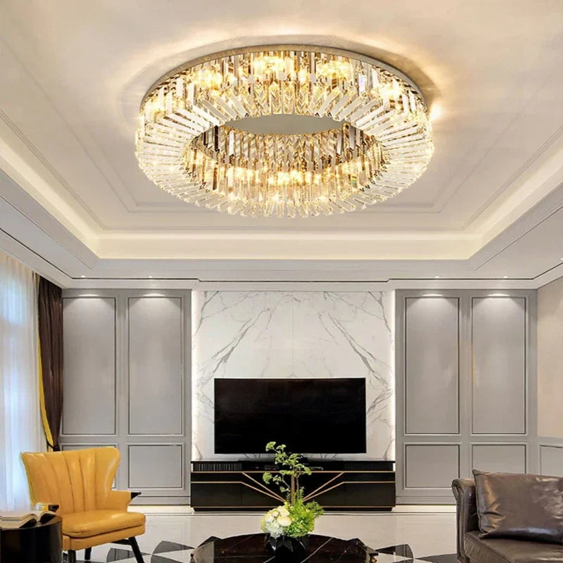 Afralia™ Crystal LED Ceiling Lights: Luxury Home Lighting for Living & Dining Room, Bedroom Decor