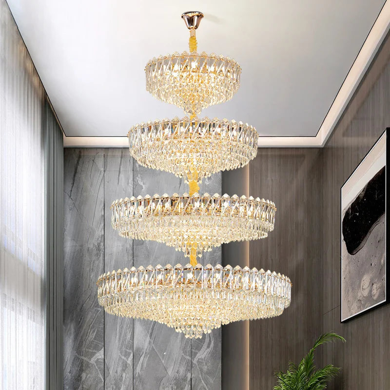 Afralia™ Luxury Crystal Chandelier for Duplex Villa Staircase and Living Room