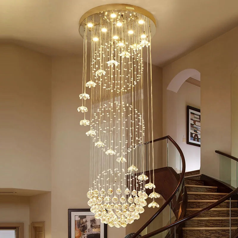 Afralia™ Spiral Long Chandelier: Modern Nordic Loft Staircase Pendant Lamp