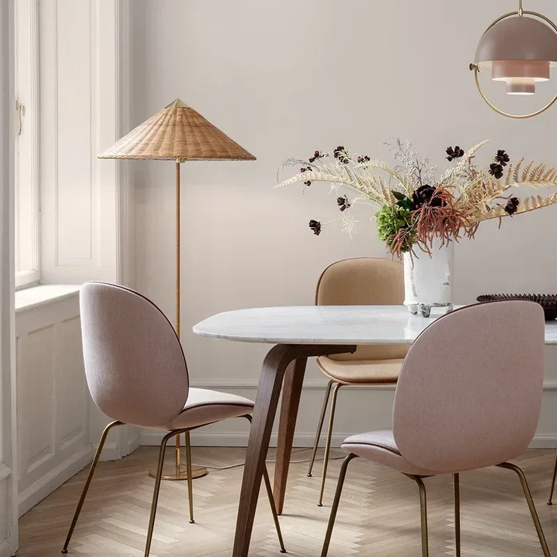 Afralia™ Gubi Rattan Shade Floor Lamp Vintage Stand Light Nordic Style