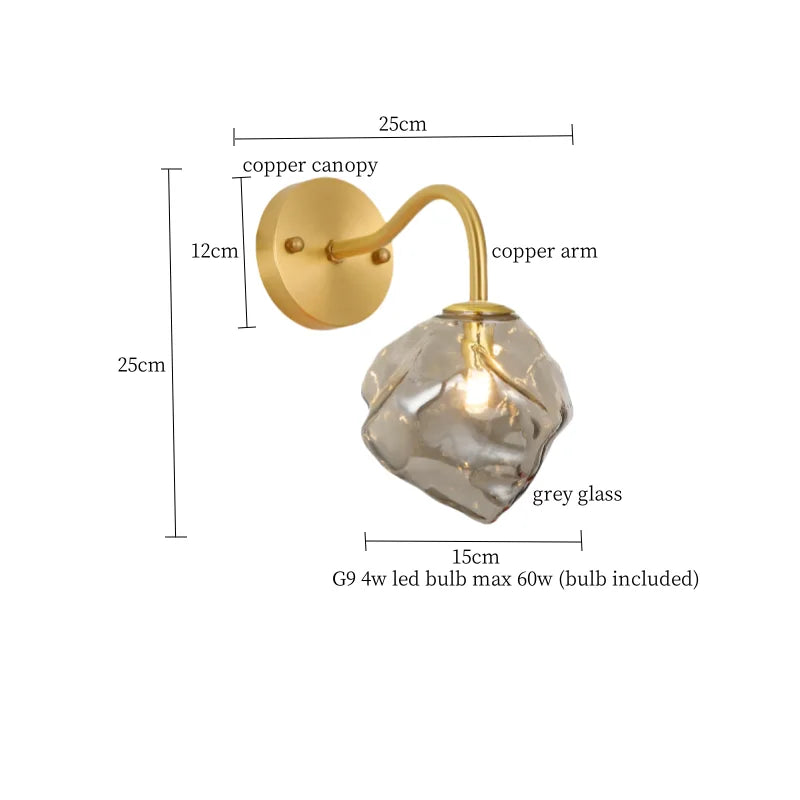 Afralia™ Grey Glass LED Wall Lamp for Home Decor and Lighting