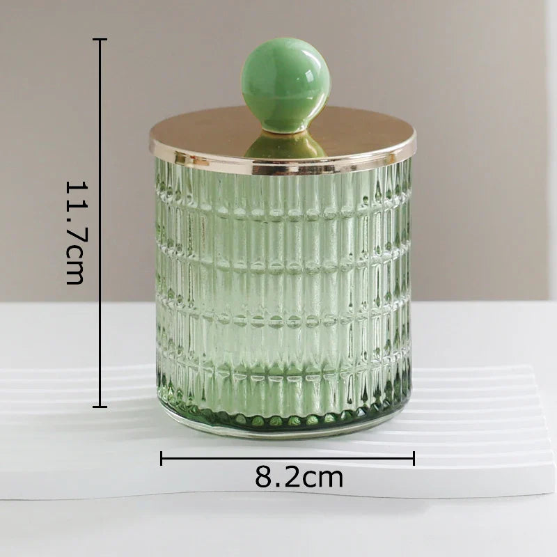 Afralia™ Glass Tea Canister Candy Pot Ceramic Ball Decorative Storage Jar