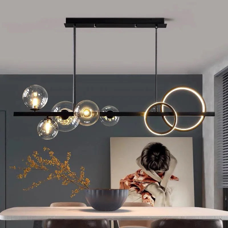 Afralia™ Glass Bubble LED Ceiling Chandelier for Dining Room and Cloths Store