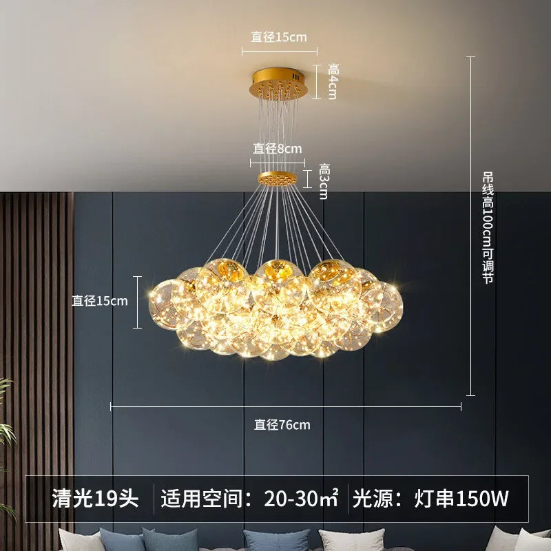Afralia™ Nordic Glass Chandelier: Soot Amber Clear Light Fixture for Home Decor
